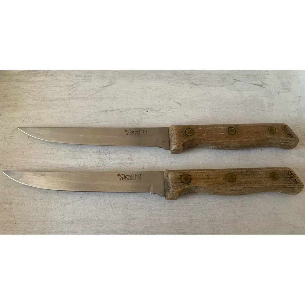 Vintage Carvel Hall Steak Knives Set of 2 Hi-Stainless Steel‎ Japan Wood Handle